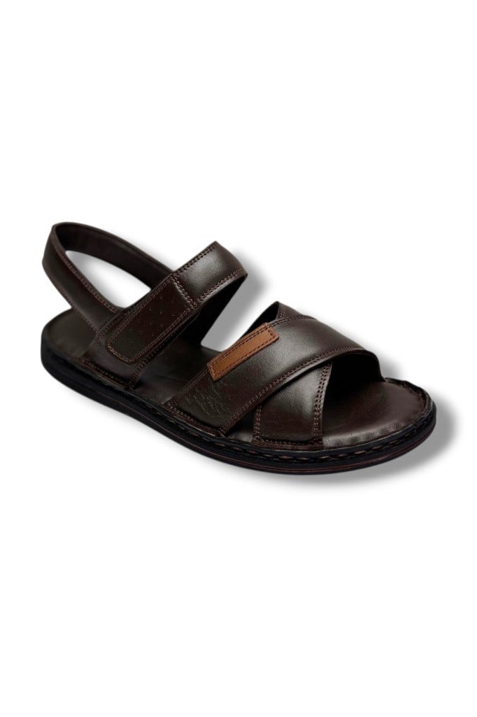 Cakgo 216-26 Hakiki Deri Ultra Soft Çapraz Bant Anatomik Erkek Sandalet 40-47