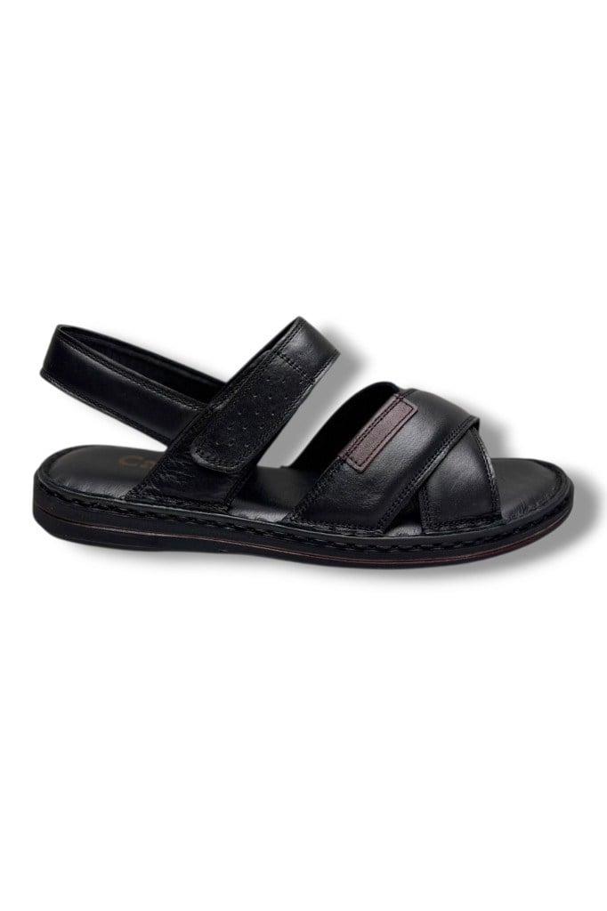 Cakgo 216-26 Hakiki Deri Ultra Soft Çapraz Bant Anatomik Erkek Sandalet 40-47