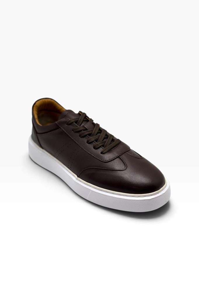 Cakgo 25M32-26 Hakiki Deri Anatomik Taban Erkek Sneaker Kahve Beyaz
