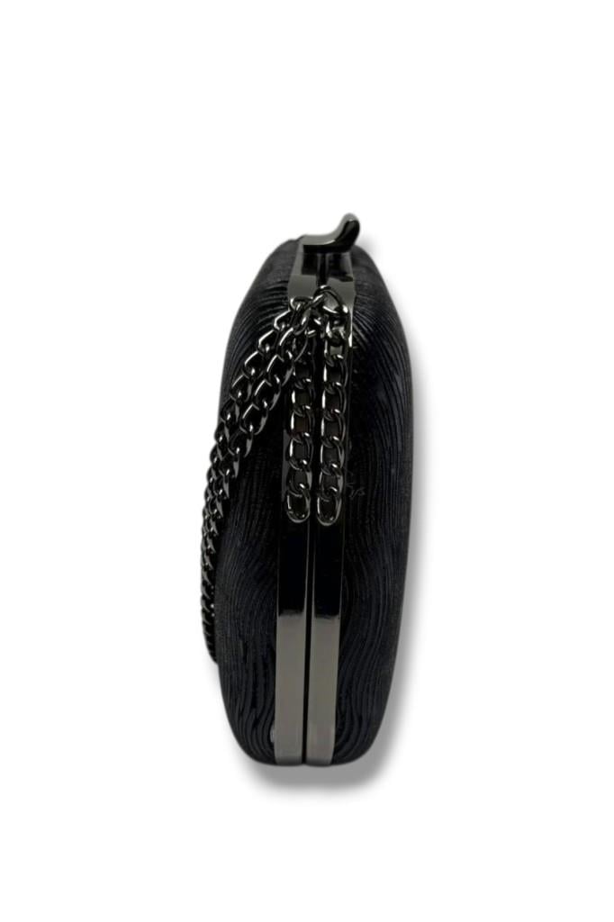 Cakgo 742-26 Dalgalı Simli Kumaş Çelik Kasa Abiye Çanta