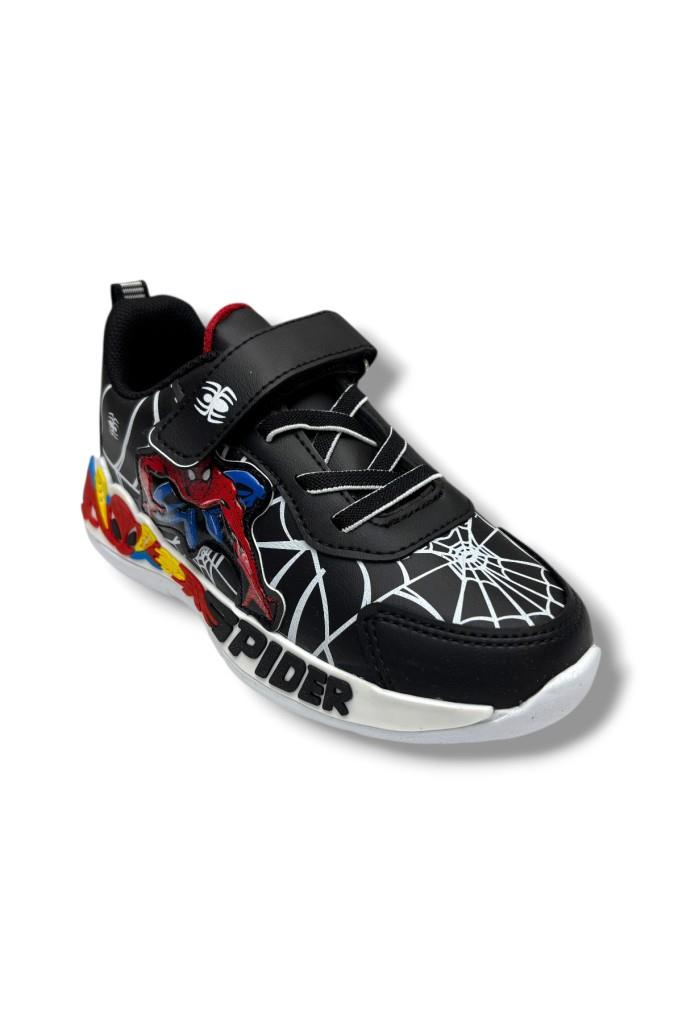 Cakgo 836-26 Deri Spiderman Baskılı Cırtlı Erkek Çocuk Sneaker Siyah Beyaz 31-35