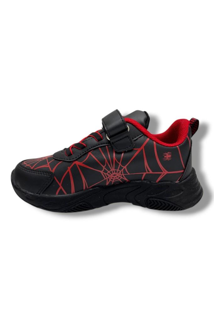 Cakgo 836-26 Deri Spiderman Baskılı Cırtlı Erkek Çocuk Sneaker Siyah Kırmızı 31-35