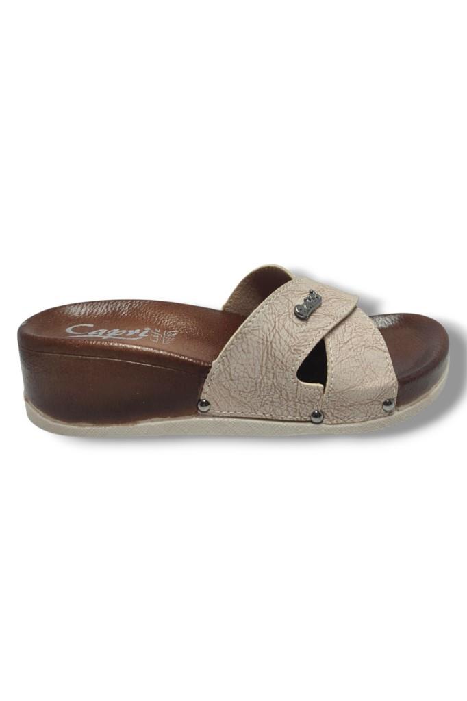 Capri 9002-25 Deri Çapraz Bant Capri Tokalı Kadın Terlik