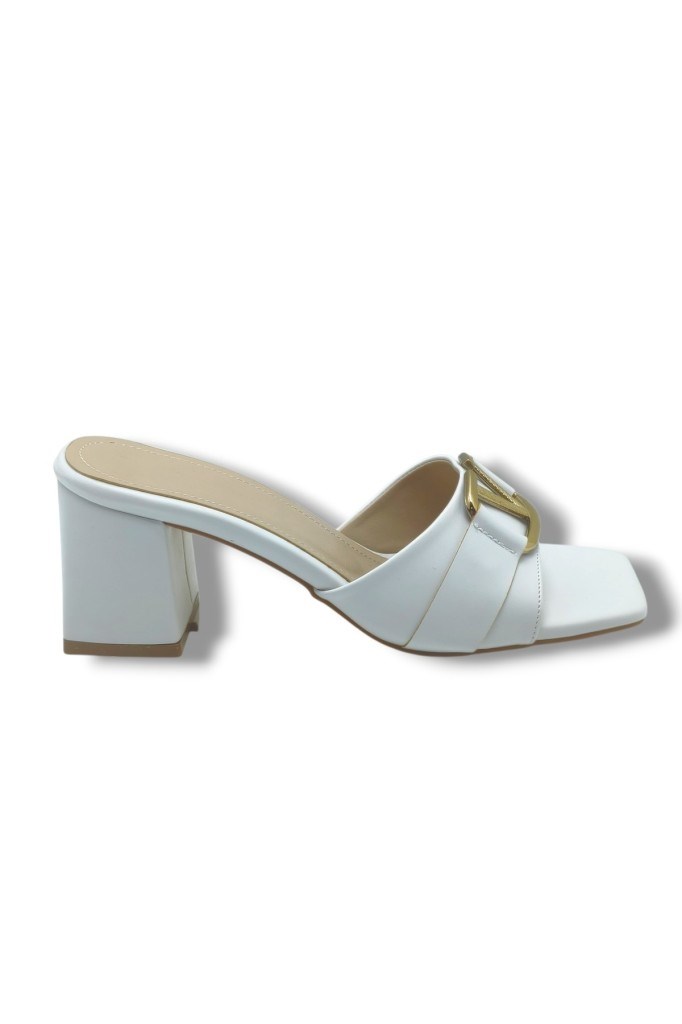 Ceylan Shoes 225-26 Cilt V Tokalı Kalın Topuk Kadın Terlik