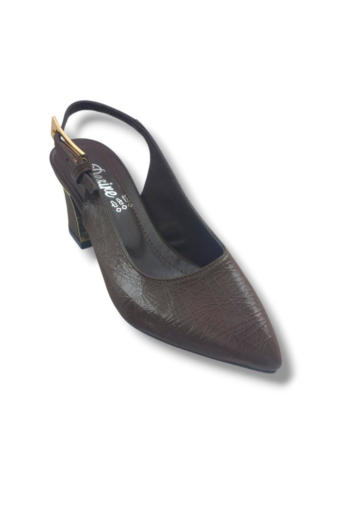 Desire 3101-26 Parlak Baskılı Nubuk Nikelajlı Kalın Topuk Kadın Ayakkabı(6,5cm)