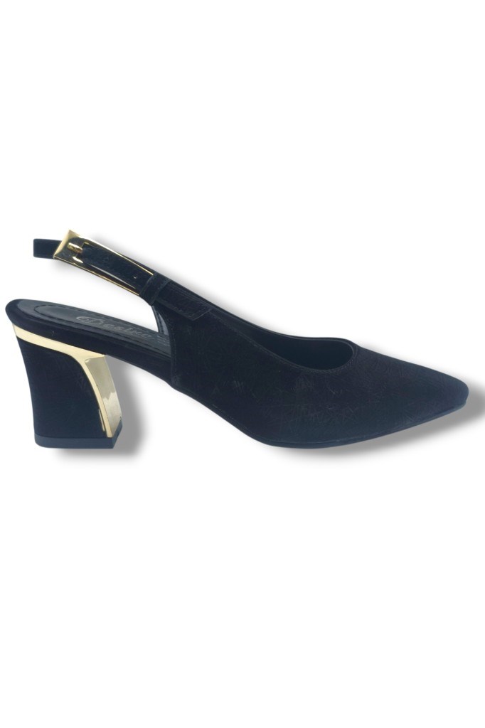 Desire 3101-26 Parlak Baskılı Nubuk Nikelajlı Kalın Topuk Kadın Ayakkabı(6,5cm)