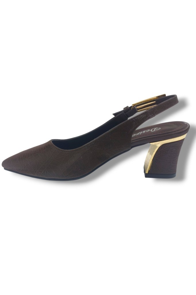 Desire 3101-26 Parlak Baskılı Nubuk Nikelajlı Kalın Topuk Kadın Ayakkabı(6,5cm)