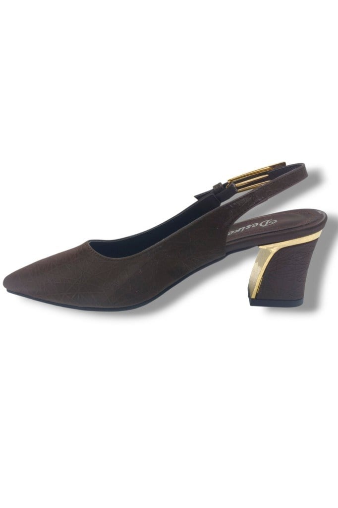 Desire 3101-26 Parlak Baskılı Nubuk Nikelajlı Kalın Topuk Kadın Ayakkabı(6,5cm)