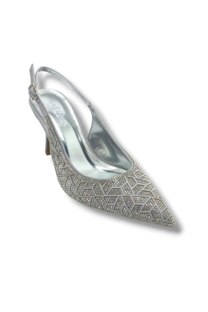 Desire 5011-26 Taşlı Mozaik Desenli İnce Topuk Kadın Stiletto 8,5cm