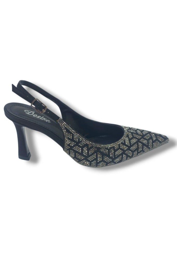 Desire 5011-26 Taşlı Mozaik Desenli İnce Topuk Kadın Stiletto 8,5cm