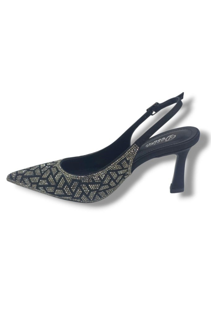 Desire 5011-26 Taşlı Mozaik Desenli İnce Topuk Kadın Stiletto 8,5cm