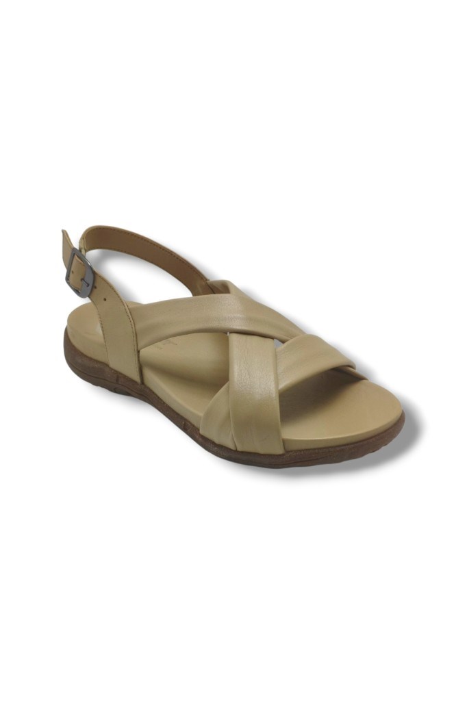 Ellanor S-687-26 Hakiki Deri Çapraz Bant Anatomik Taban Kadın Sandalet