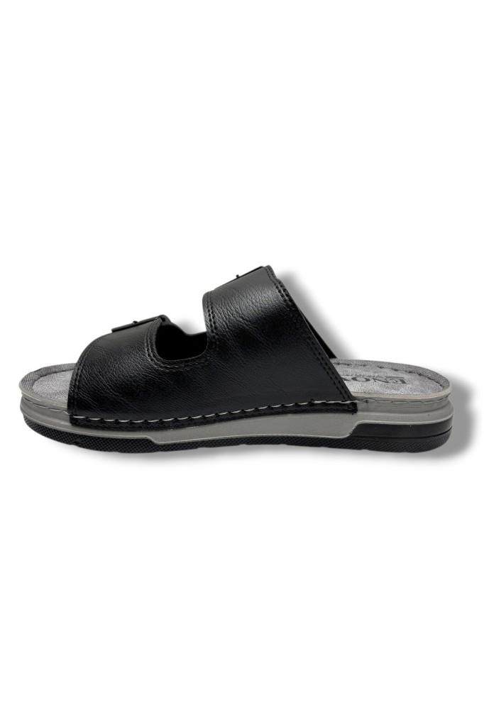 Enova M253-0202-26 Deri Anatomik Soft Çift Bant Erkek Terlik