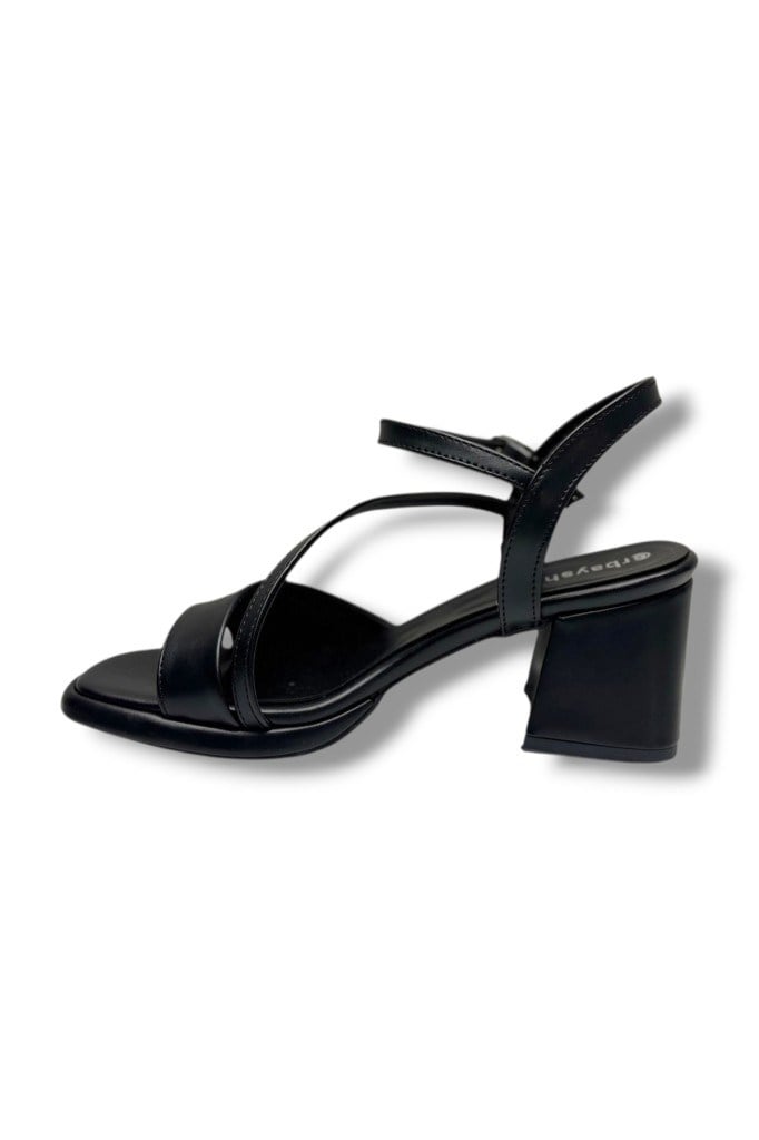 Erbay 402-26 Cilt Deri Anatomik Kalın Topuklu Kadın Sandalet(7cm)