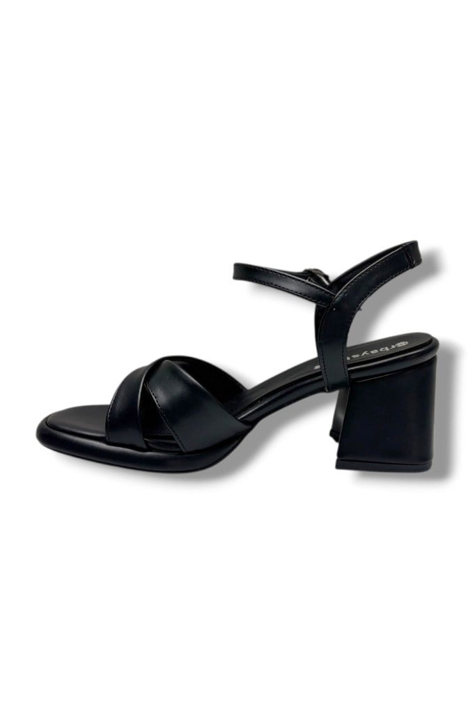 Erbay 405-26 Cilt Deri Çapraz Bant Kalın Topuk Anatomik Kadın Sandalet(7cm)