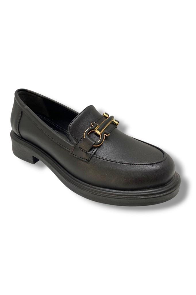 Fancy 129-25 Deri Anatomik Şerit Tokalı Loafer Kadın Ayakkabı