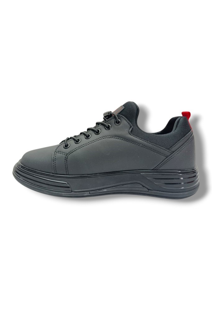 G-Class 896-26 Deri Slip-On Anatomik Erkek Sneaker Siyah Kırmızı