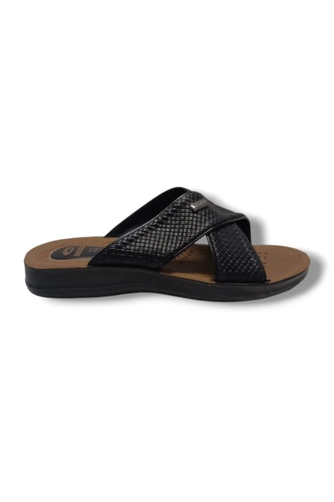 Gezer 12598-25 Deri Anatomik Çapraz Erkek Terlik