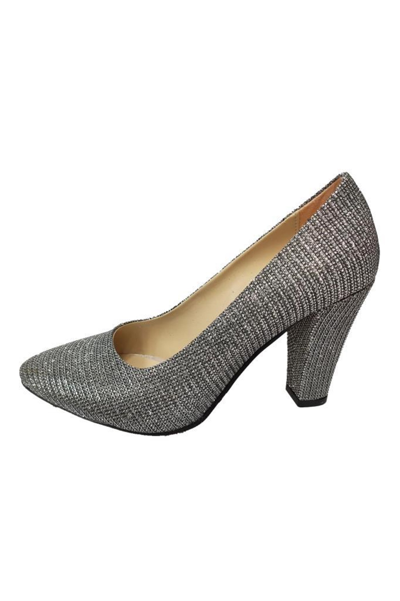 Gizem 366-21 Simli Kalın Topuk Stiletto Kadın Ayakkabı