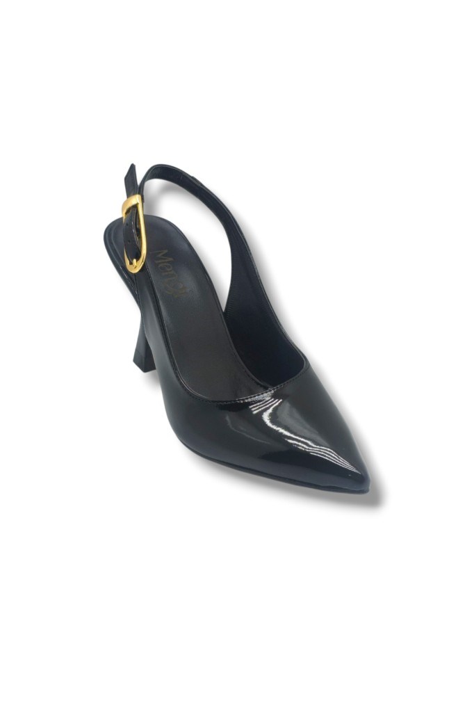 Mengi 692-26 Rugan Deri Arkası Açık İnce Topuk Kadın Stiletto(8,5cm)