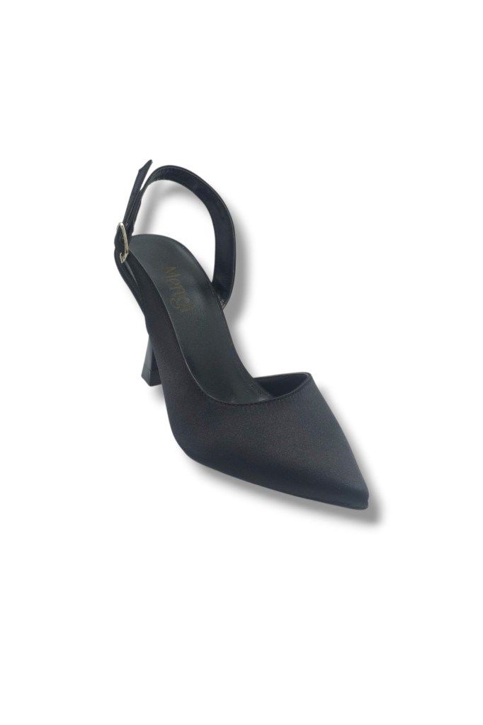 Mengi 693-26 Parlak Saten Arkası Açık Kadın Stiletto(8,5cm)