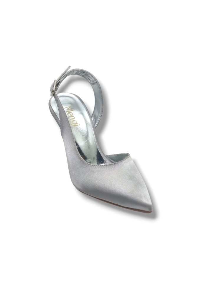 Mengi 693-26 Parlak Saten Arkası Açık Kadın Stiletto(8,5cm)