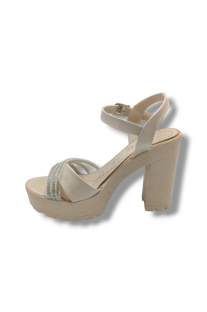 Selfie 4260-26 Rugan Taşlı Çapraz Bant Platform Topuk Fashion Kadın Sandalet(11cm)