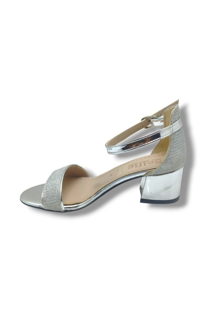 Selfie 4270-26 Simli Rugan Tek Bant Orta Topuk Fashion Kadın Sandalet(5,5cm)