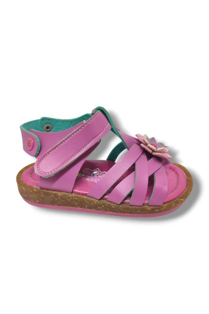 Şiringenç 1556-20 Çiçek Deseli Tek Çirtli Kız Çocuk Sandalet Pembe 21-25