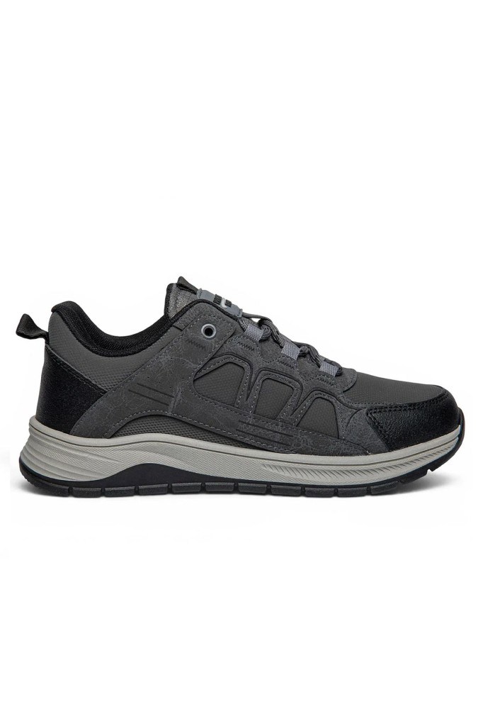 Wickers 3129-27 Deri Anatomik Kaymaz Taban Erkek Sneaker Füme Siyah