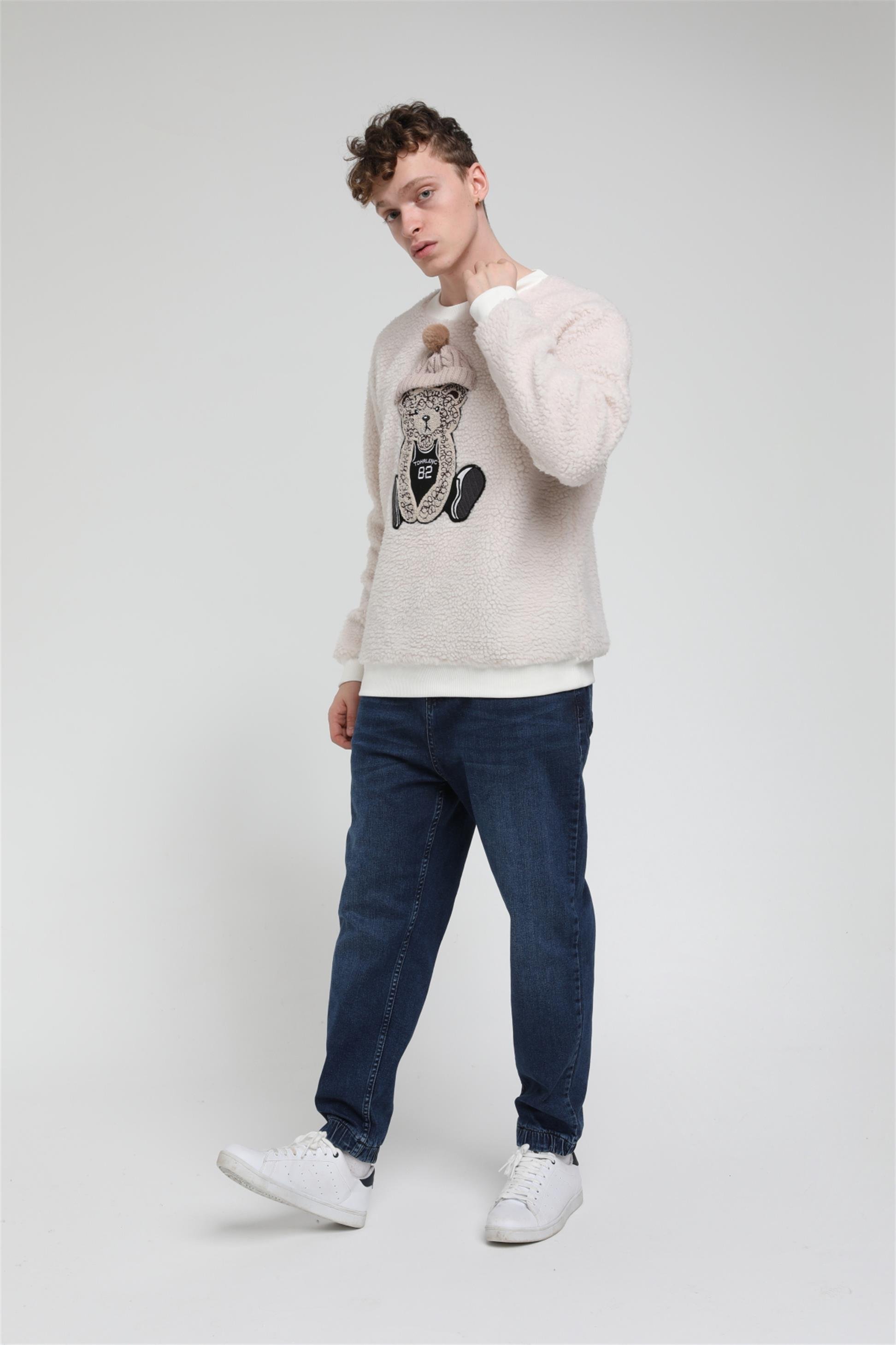 Bere Ayı Desenli Peluş Sweatshirt  R-5460