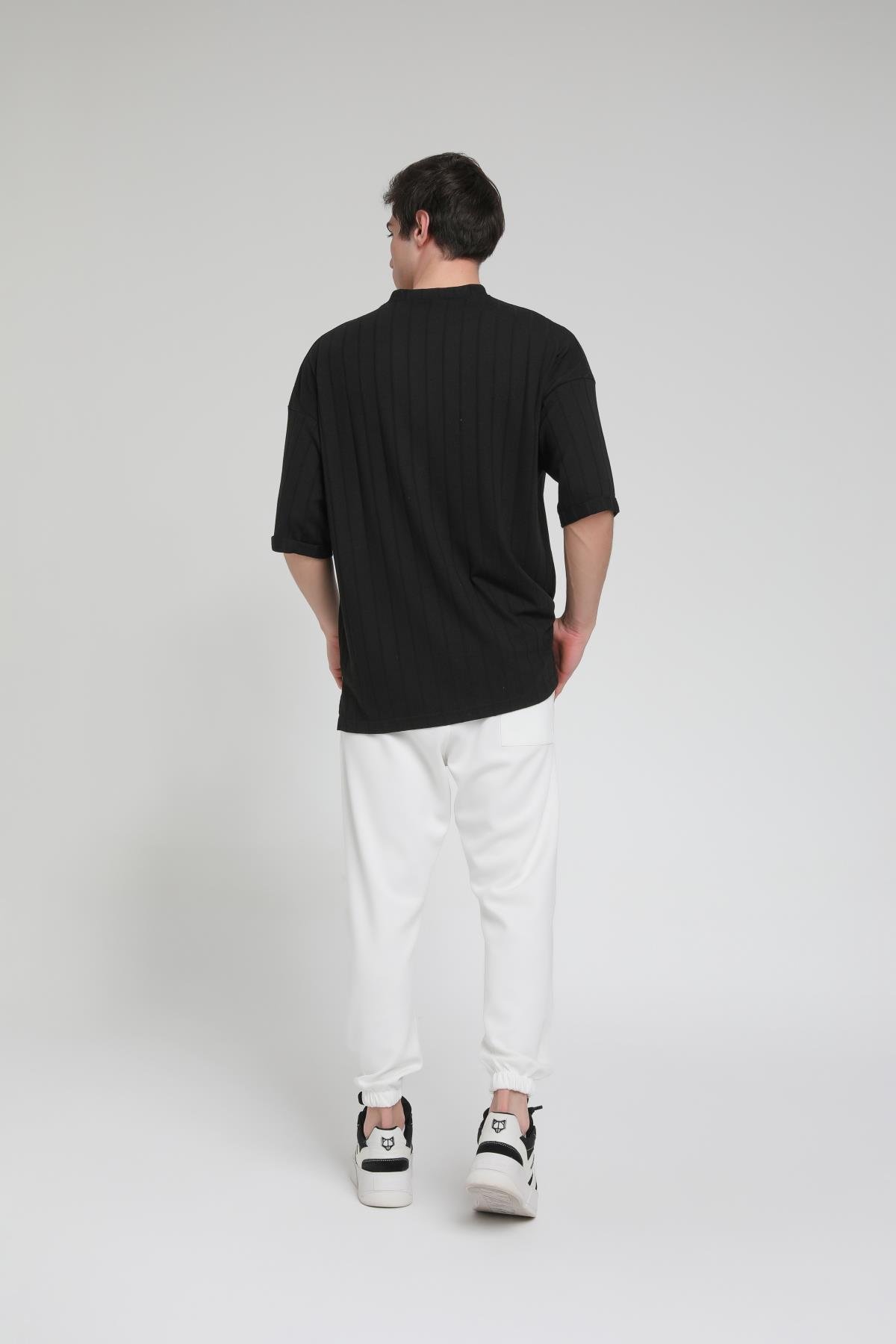 Bisiklet Yaka Eteği Oval Oversize T-shirt R-5527