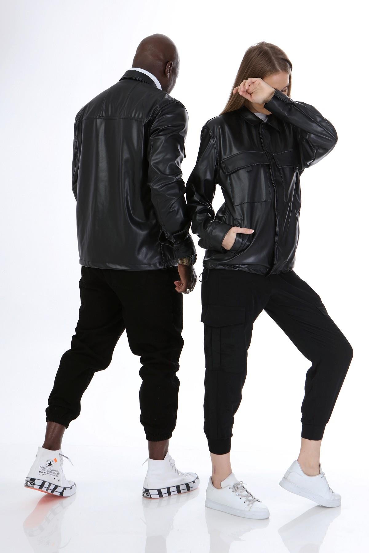 Dört Cepli Unisex Deri Ceket R-1917