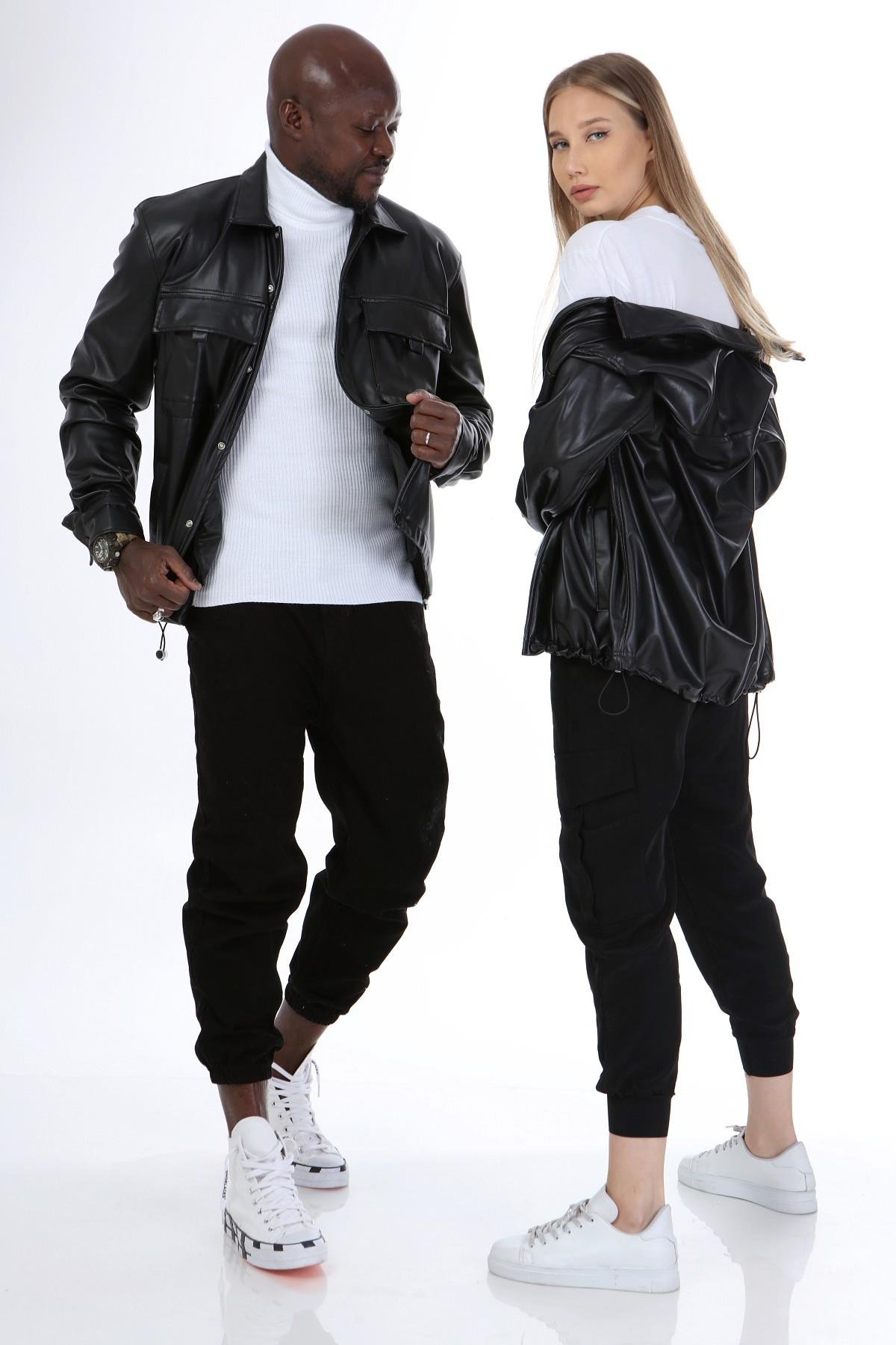 Dört Cepli Unisex Deri Ceket R-1917