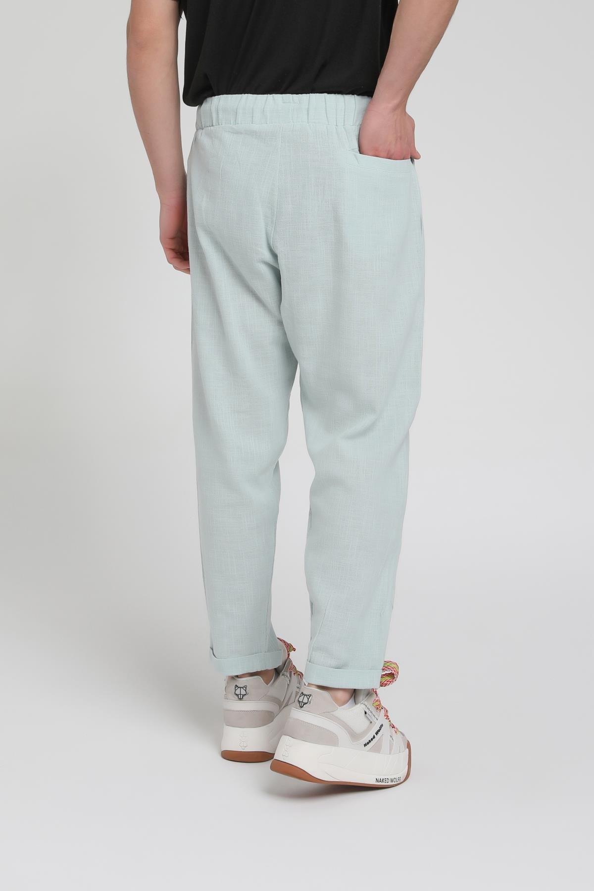 Duble Paça Katlamalı Keten Pantolon R-4222