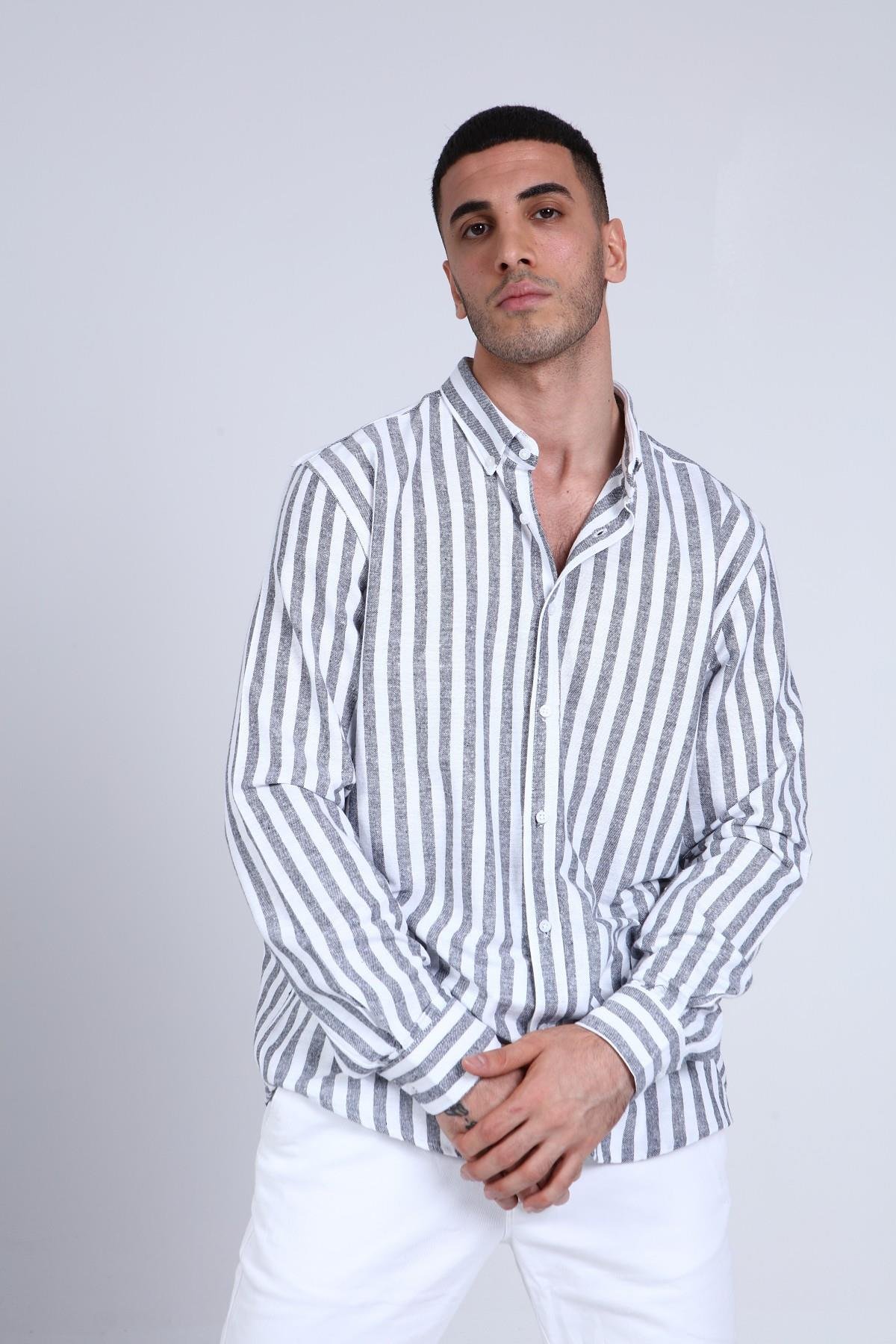ERKEK ÇİZGİLİ GÖMLEK R-3263