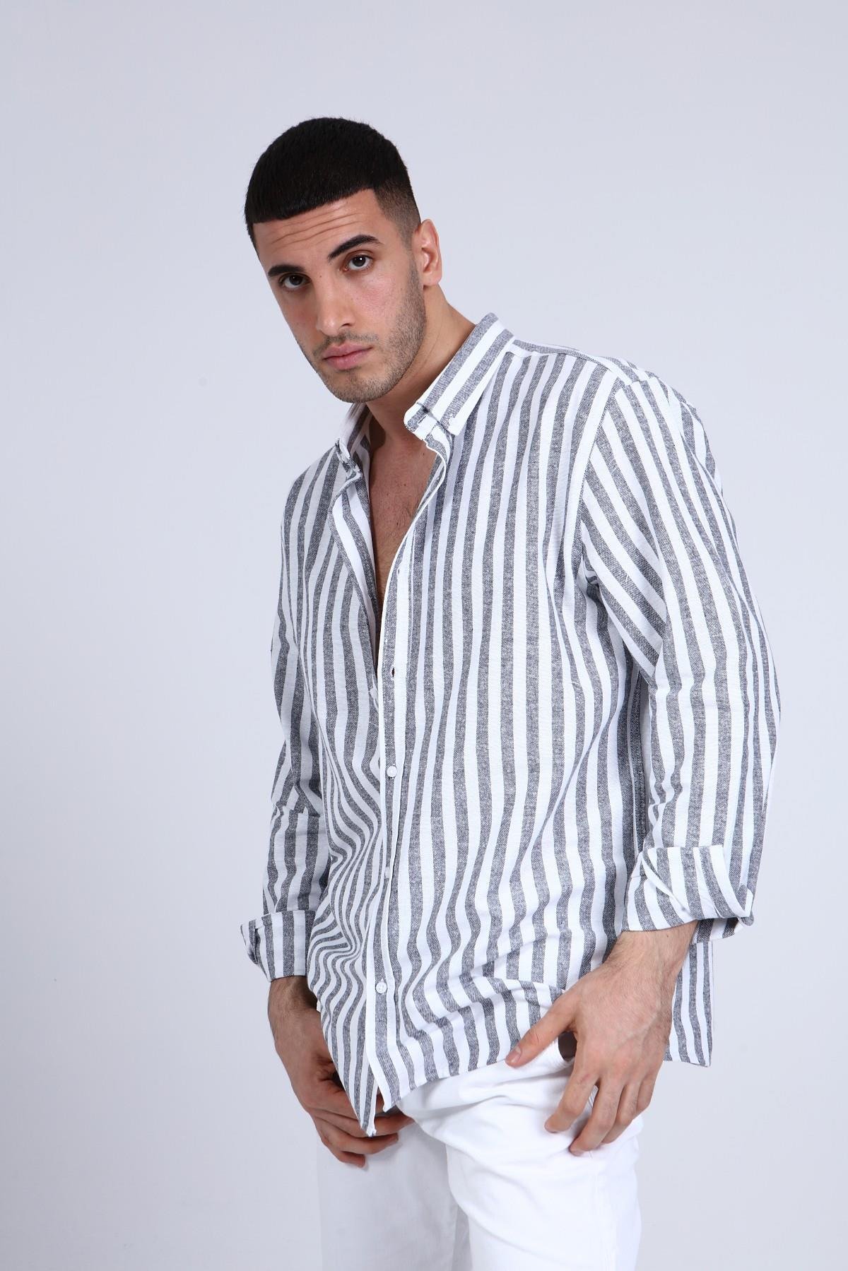 ERKEK ÇİZGİLİ GÖMLEK R-3263