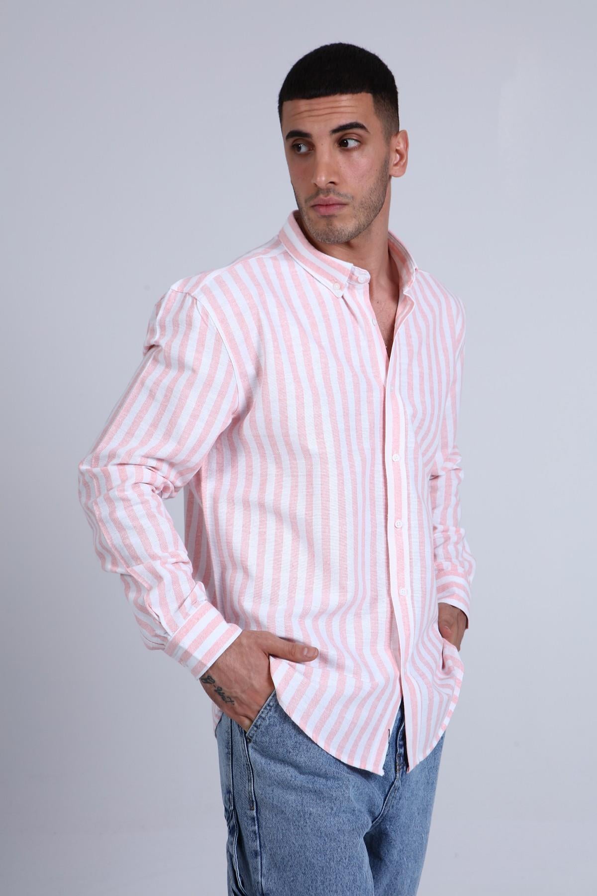 ERKEK ÇİZGİLİ GÖMLEK R-3263
