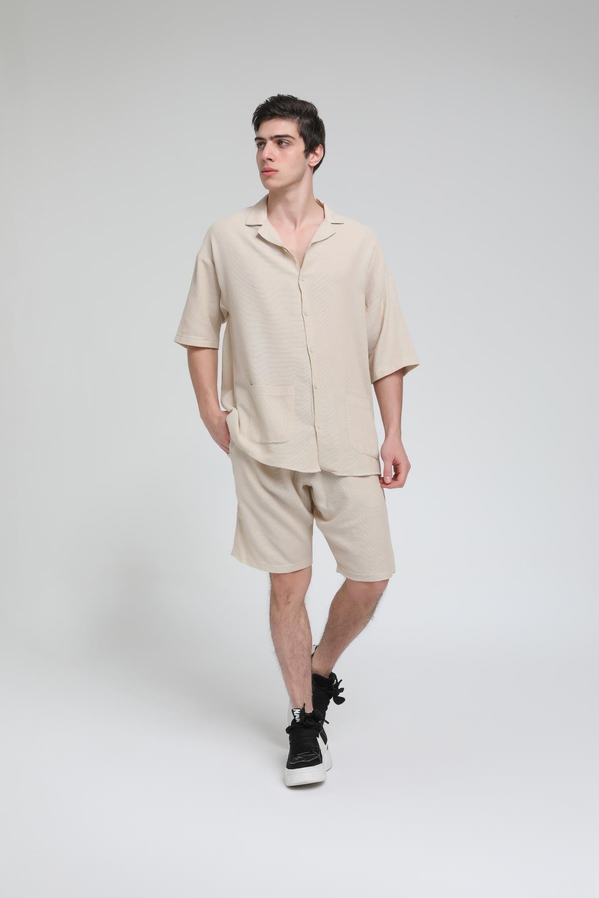 Eteği Cepli Oversize Apaş Yaka Takım R-3605