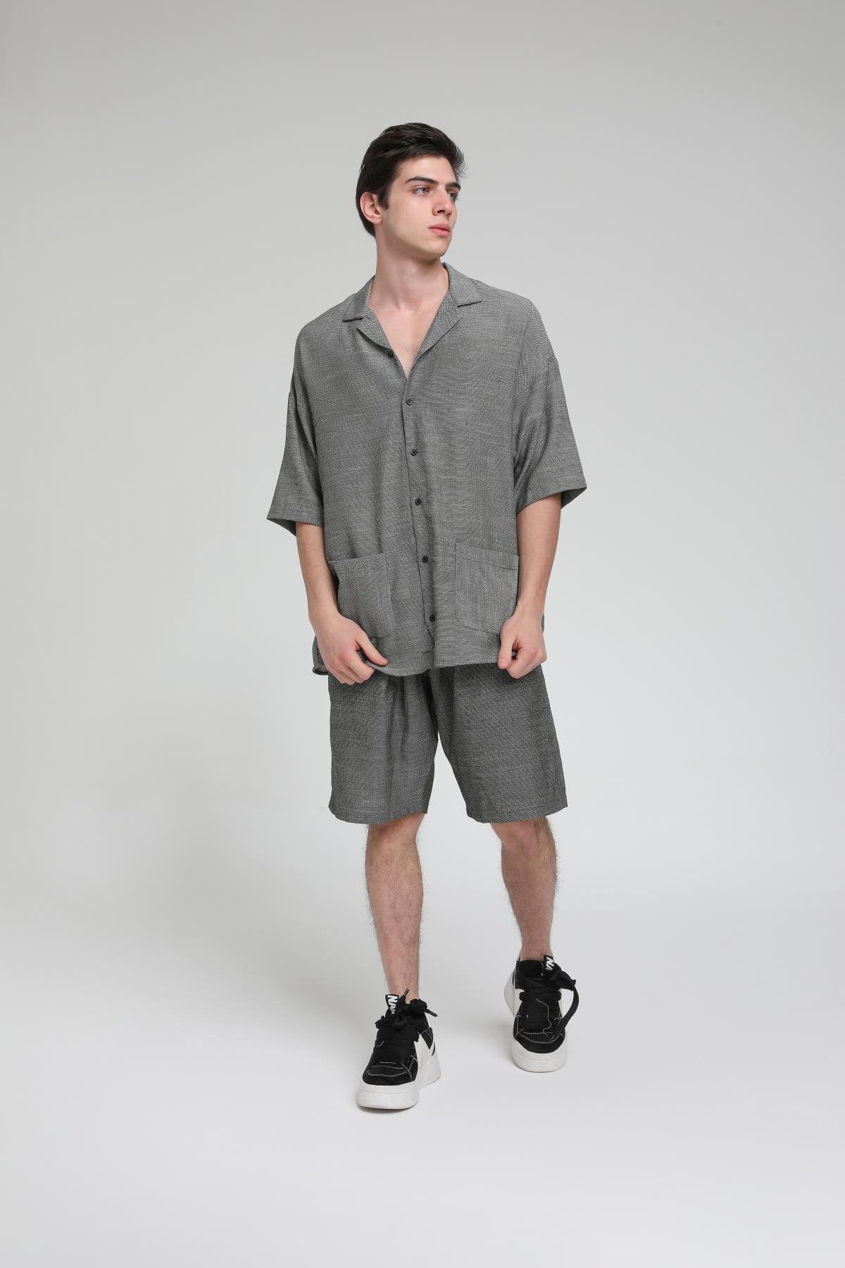 Eteği Cepli Oversize Apaş Yaka Takım R-3605