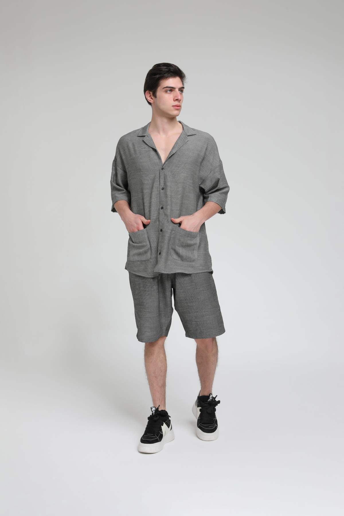 Eteği Cepli Oversize Apaş Yaka Takım R-3605