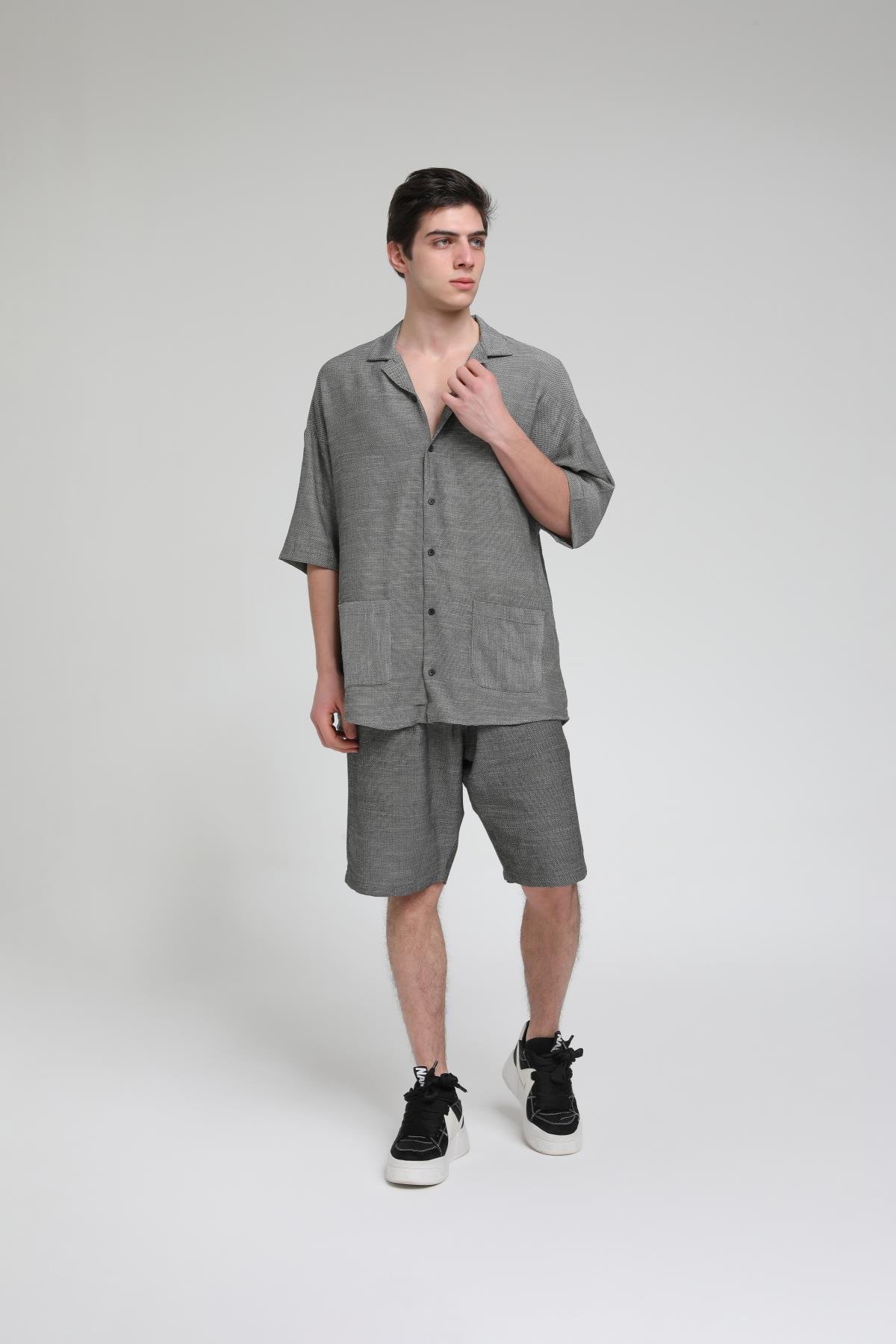 Eteği Cepli Oversize Apaş Yaka Takım R-3605