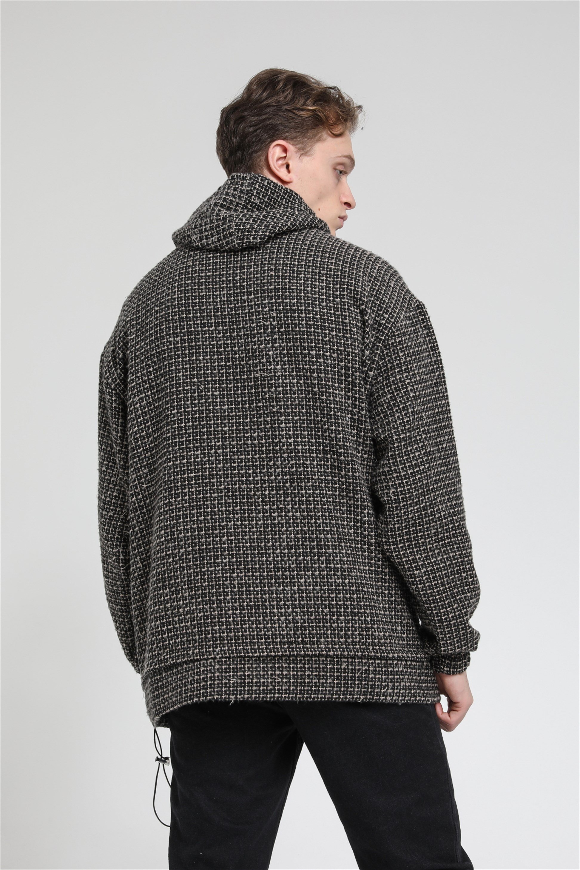 File Cepli Oversize Kapüşonlu Sweatshirt  R-3543