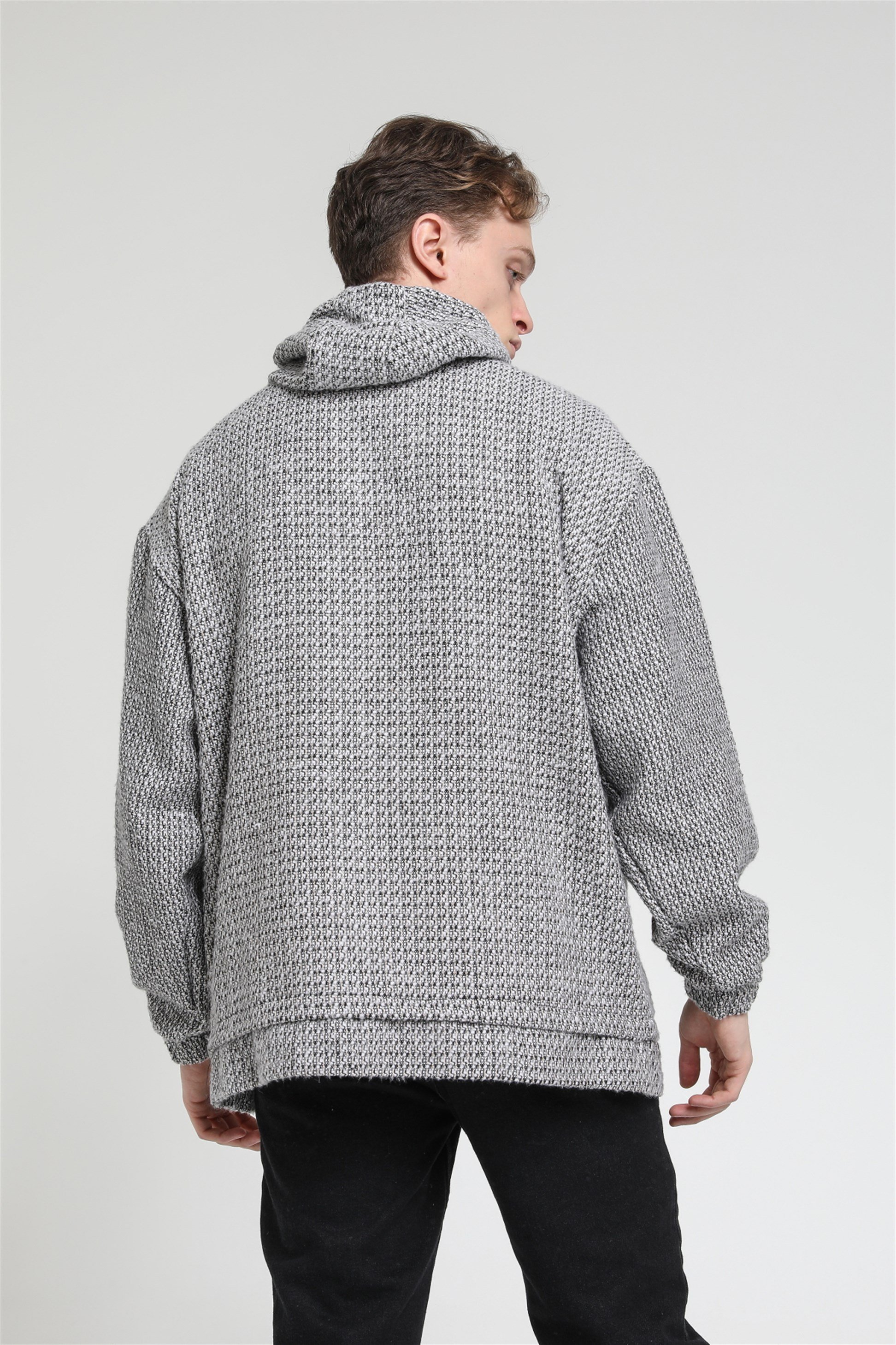 File Cepli Oversize Kapüşonlu Sweatshirt  R-3543
