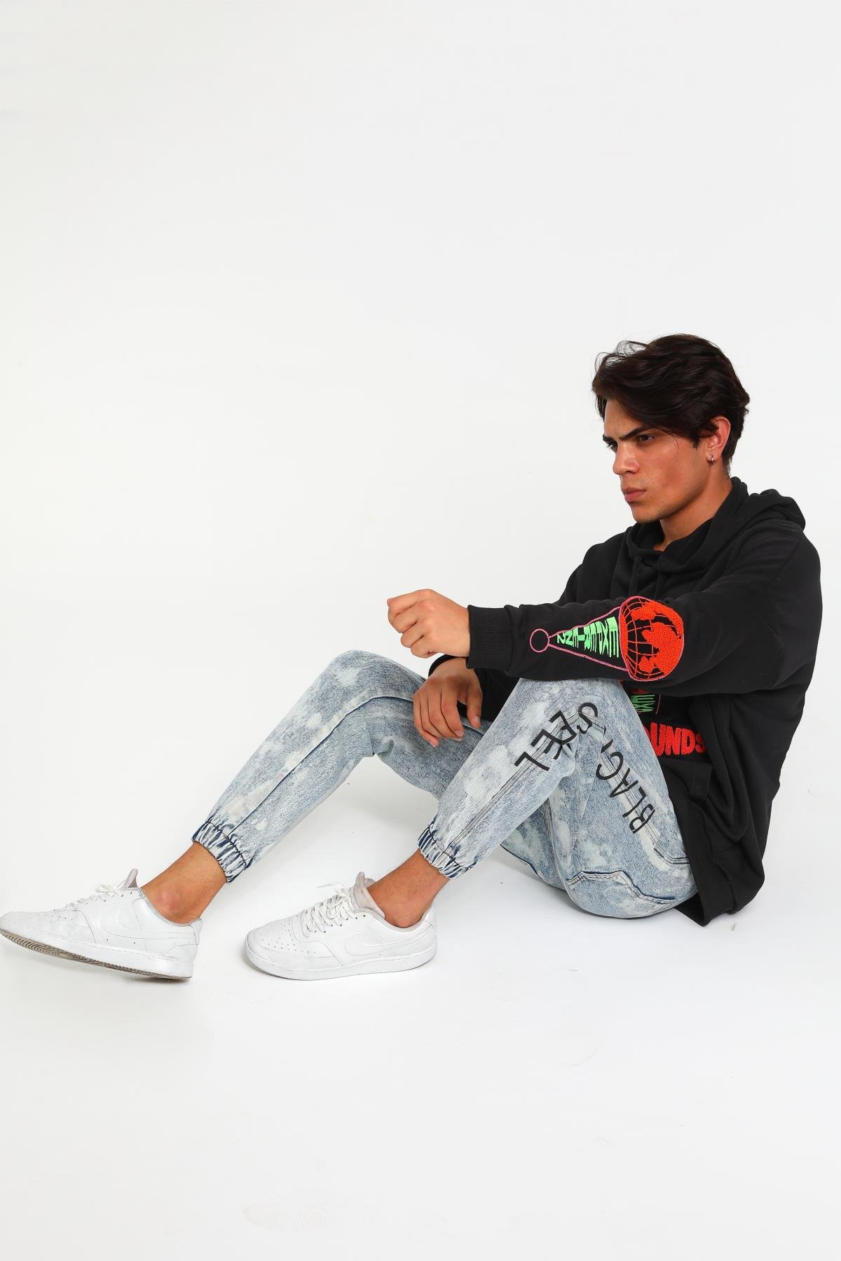 Four Fıfteen Yazı Detaylı Oversize Kapüşonlu Sweatshirt  R-5405