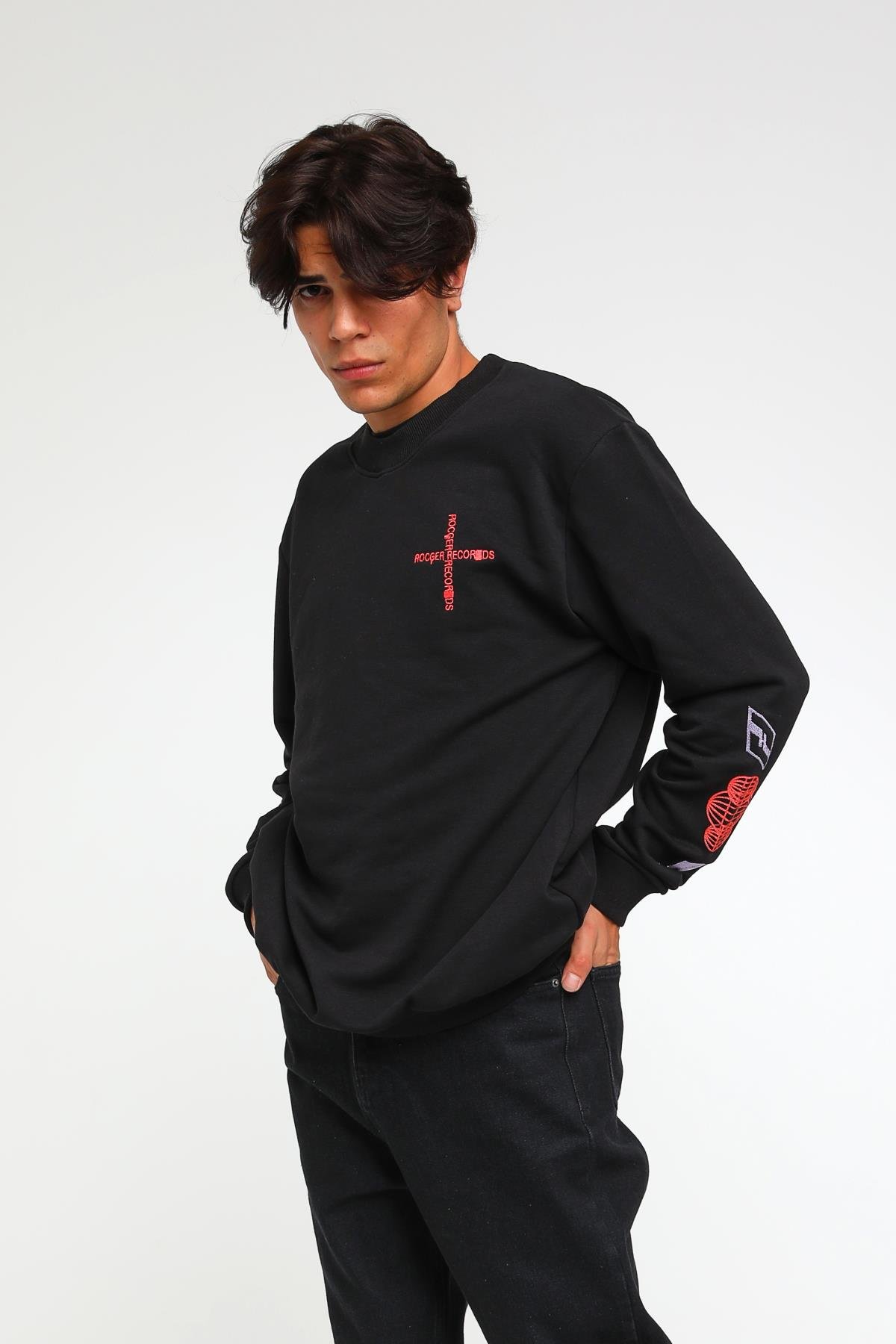 Four Fıfteen Yazı Detaylı Oversize Sweatshirt  R-3372