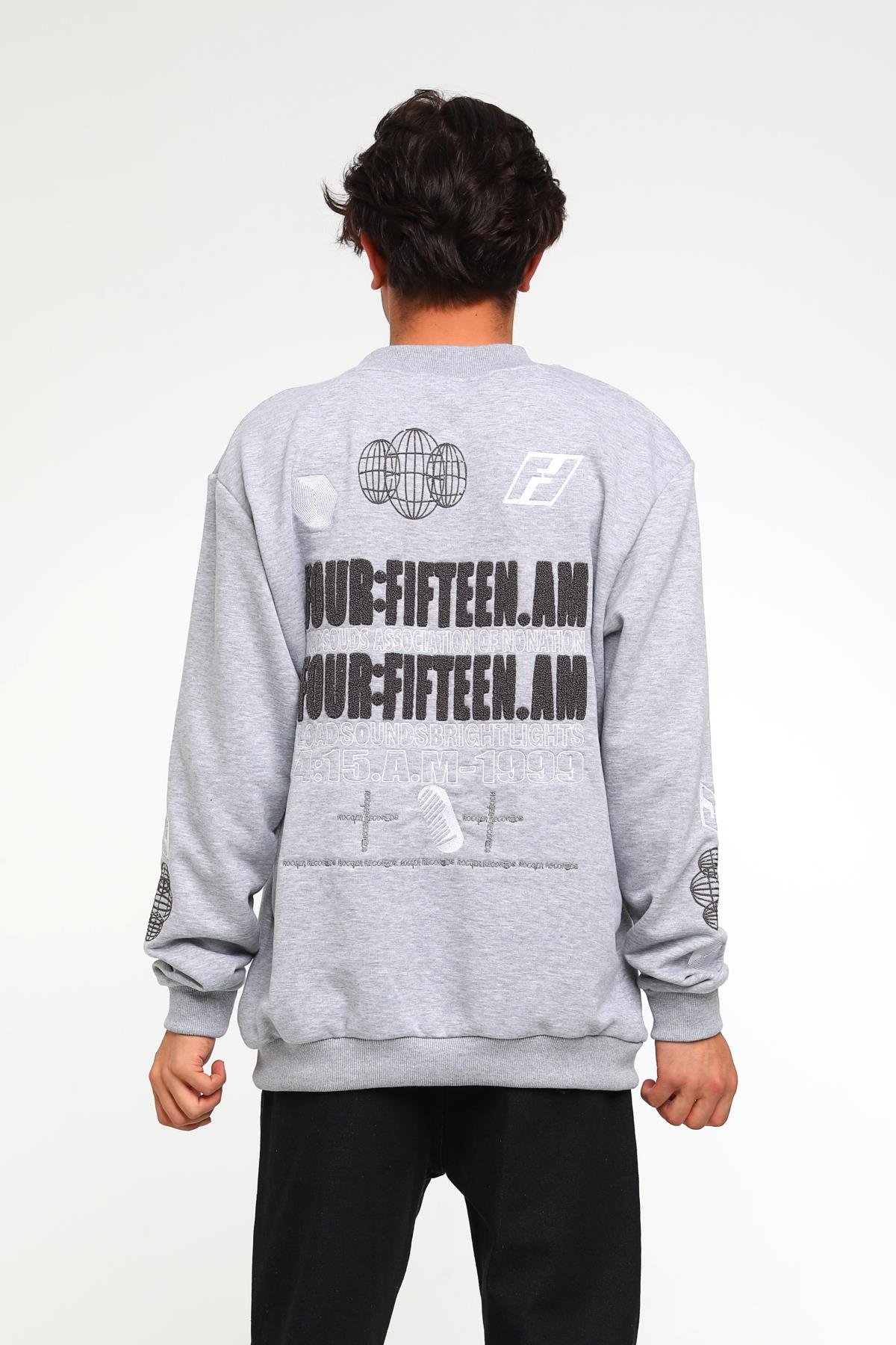 Four Fıfteen Yazı Detaylı Oversize Sweatshirt  R-3372