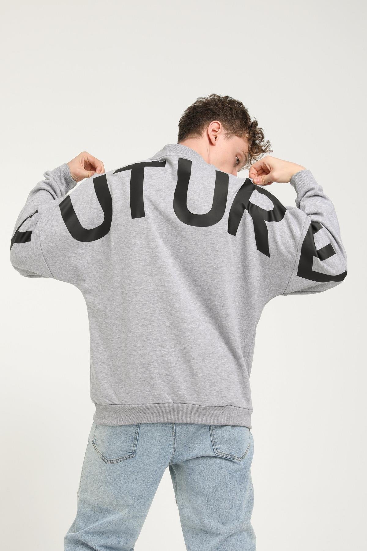 Future Yazı Baskılı Oversize Sweatshirt  R-5361