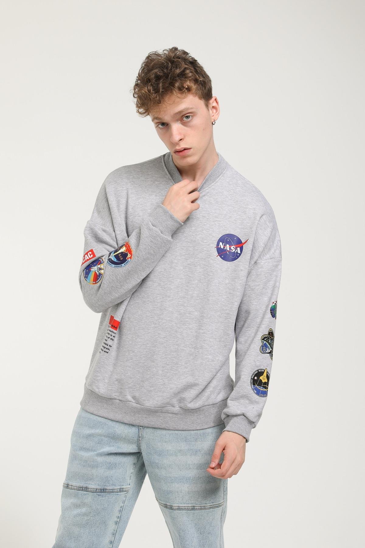 Nasa Baskılı Oversize Sweatshirt  R-5464