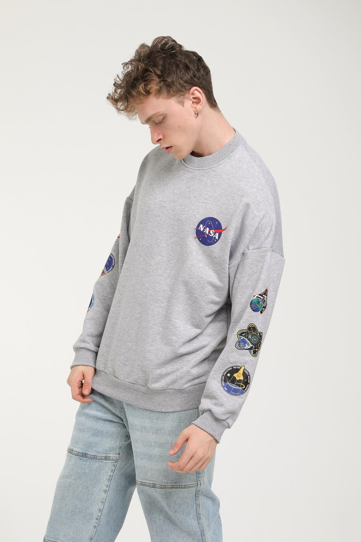 Nasa Baskılı Oversize Sweatshirt  R-5464